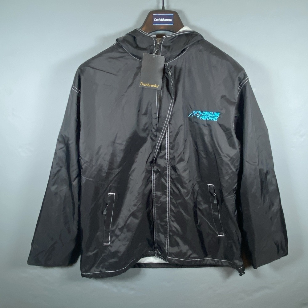 NFL Carolina Panthers Full Zip and Snap‎ Jacket Size Medium Black with Hood NWT